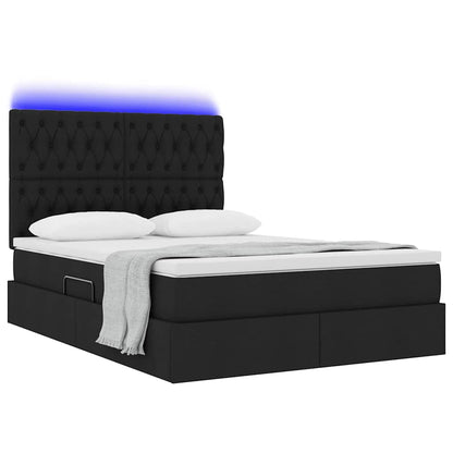 Bett mit Stauraum und LED Schwarz 140 x 190 cm Polyester