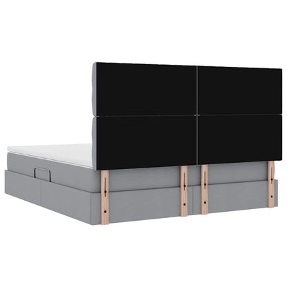 vidaXL Bett mit Stauraum und LED Hellgrau 160 x 200 cm Polyester