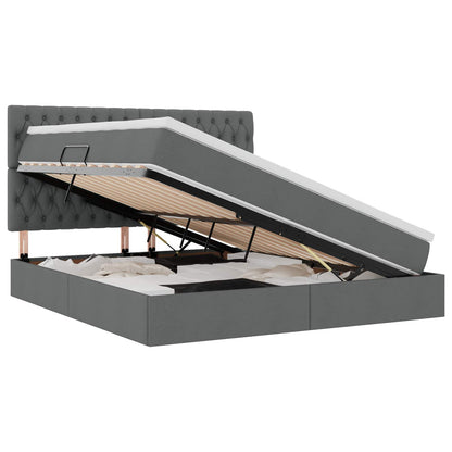 Bett mit Stauraum und LED Dunkelgrau 160 x 200 cm Polyester