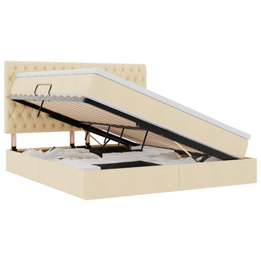 vidaXL Bett mit Stauraum und LED mit LED Creme 160 x 200 cm Polyester