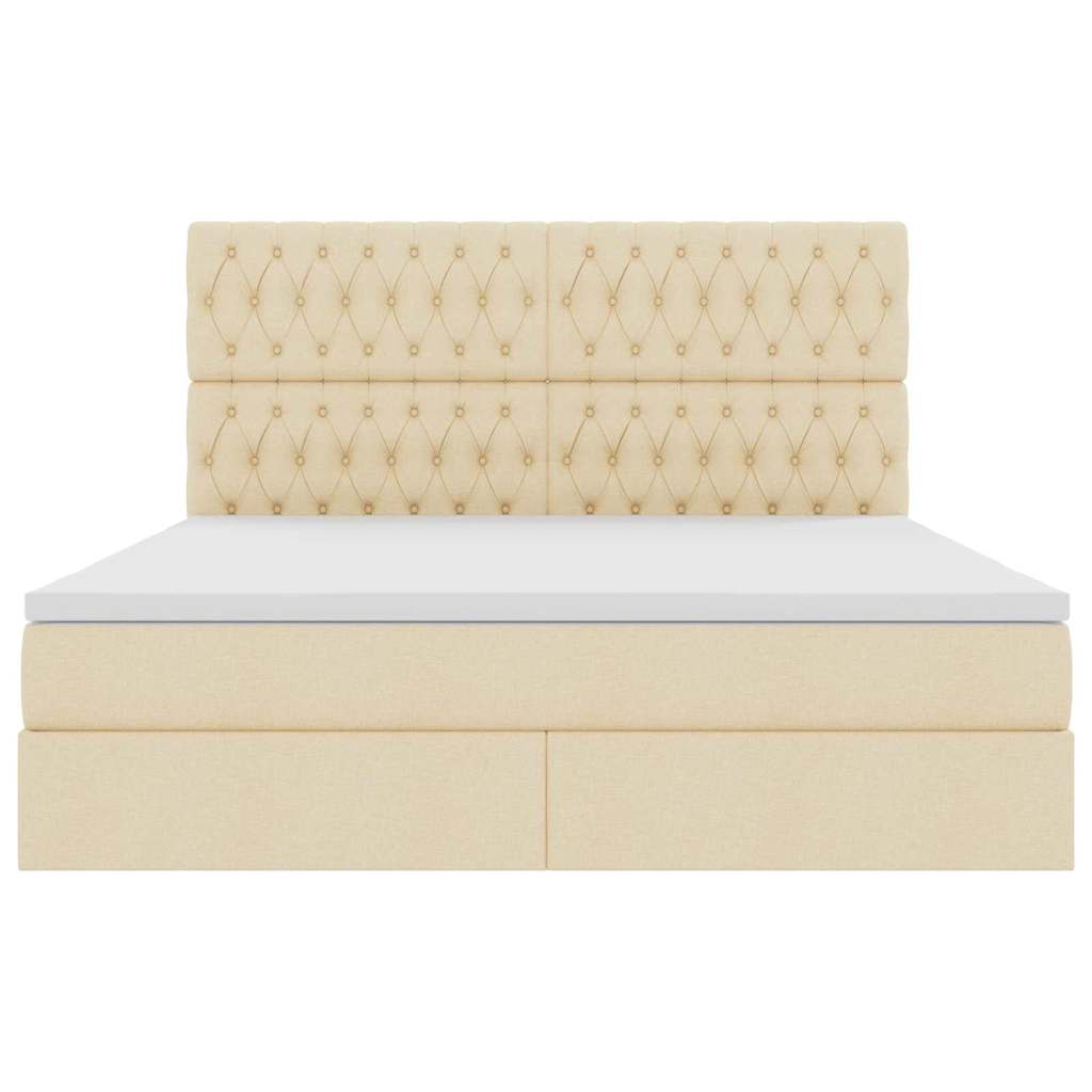 vidaXL Bett mit Stauraum und LED mit LED Creme 160 x 200 cm Polyester