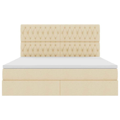 vidaXL Bett mit Stauraum und LED mit LED Creme 160 x 200 cm Polyester