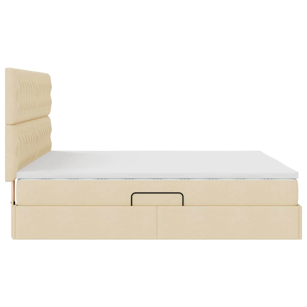 vidaXL Bett mit Stauraum und LED mit LED Creme 160 x 200 cm Polyester