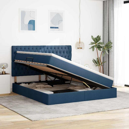 vidaXL Bett mit Stauraum und LED mit LED Blau 160 x 200 cm Polyester