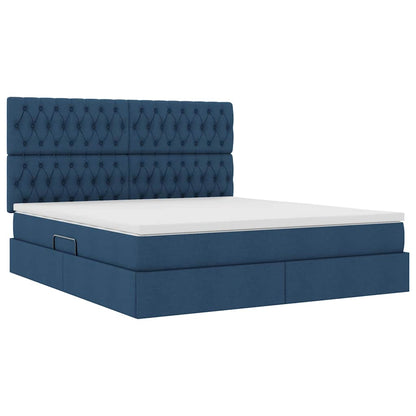 vidaXL Bett mit Stauraum und LED mit LED Blau 160 x 200 cm Polyester