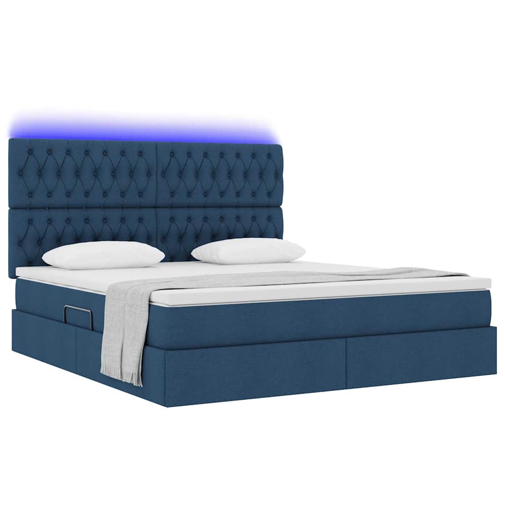 vidaXL Bett mit Stauraum und LED mit LED Blau 160 x 200 cm Polyester