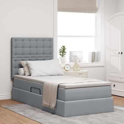 Bett mit Stauraum und LED Hellgrau 90 x 190 cm Polyester