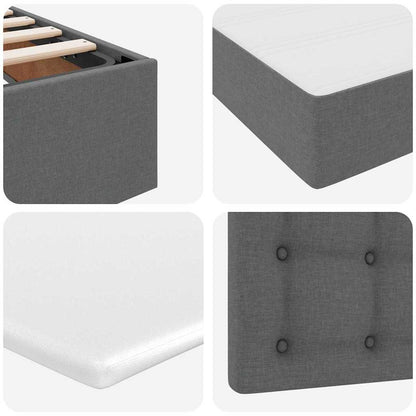 Bett mit Stauraum und LED Dunkelgrau 90 x 200 cm Polyester