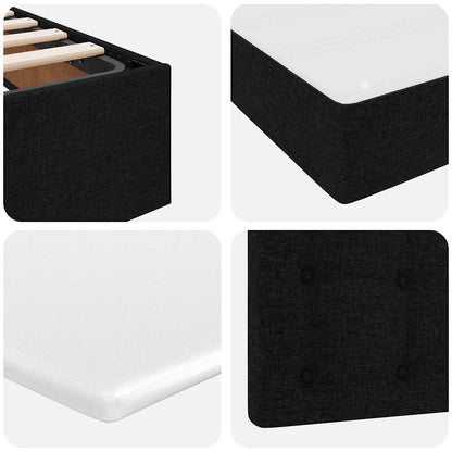 vidaXL Bett mit Stauraum und LED mit LED Schwarz 90 x 200 cm Polyester