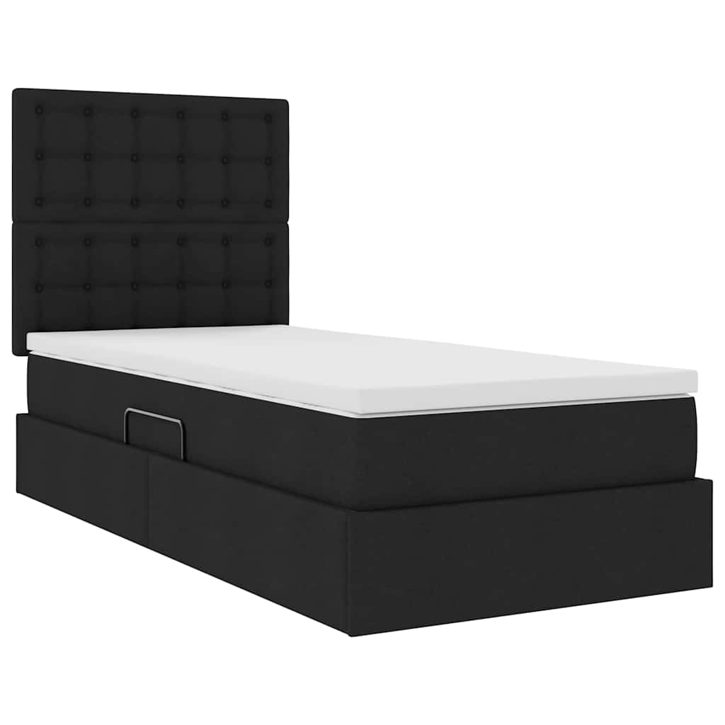 Bett mit Stauraum und LED mit LED Schwarz 90 x 200 cm Polyester