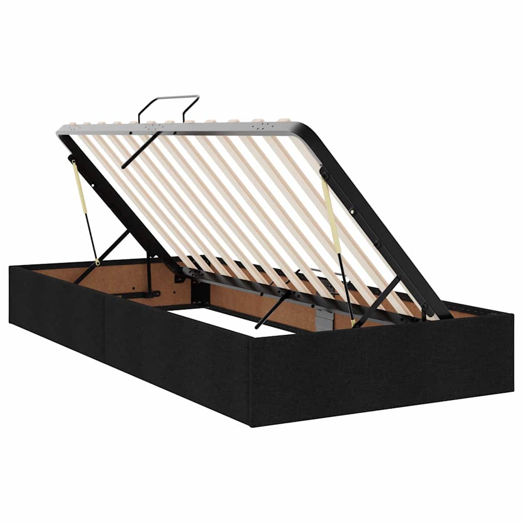 Bett mit Stauraum und LED mit LED Schwarz 90 x 200 cm Polyester