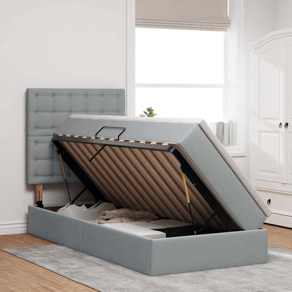 vidaXL Bett mit Stauraum und LED Hellgrau 100 x 200 cm Polyester