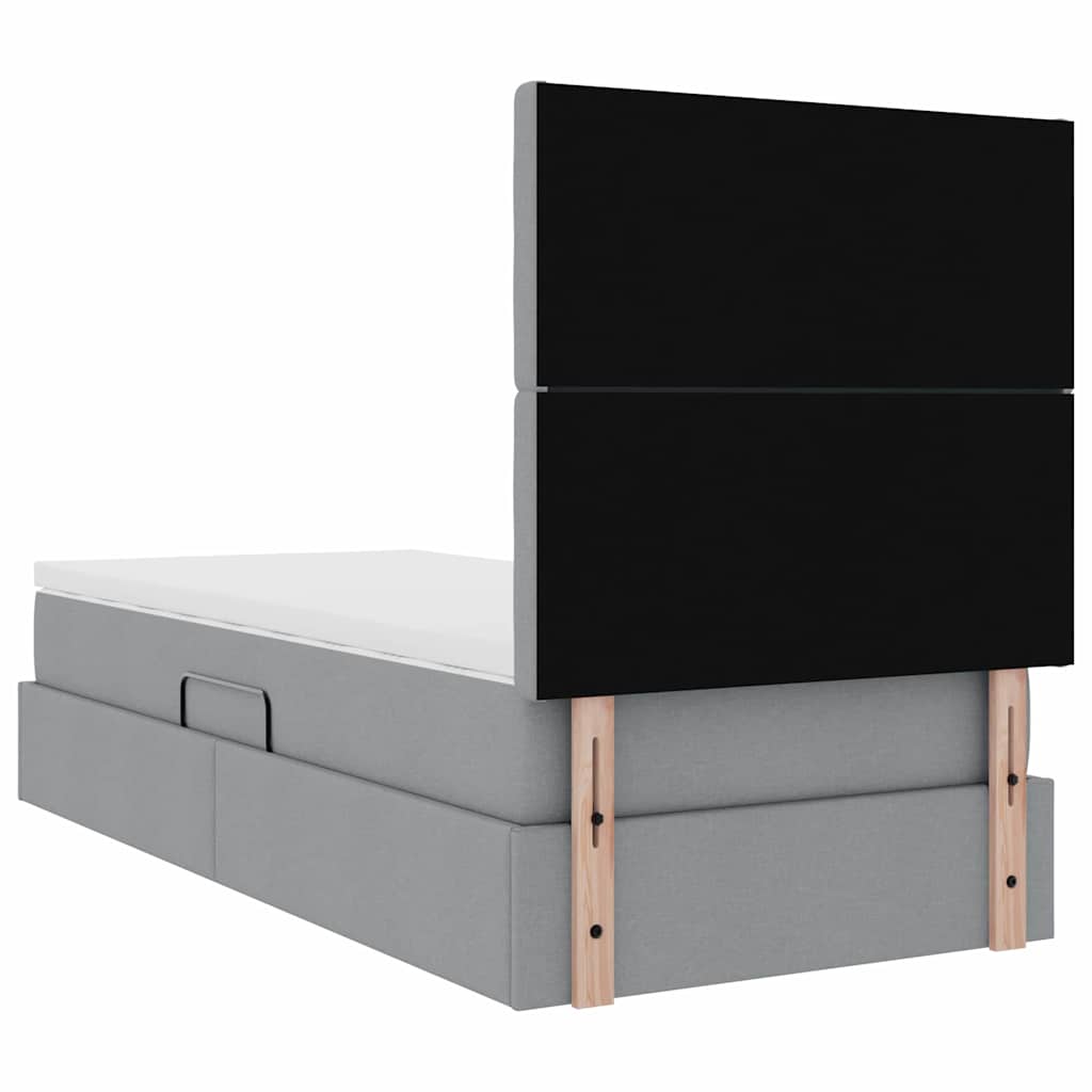 vidaXL Bett mit Stauraum und LED Hellgrau 100 x 200 cm Polyester