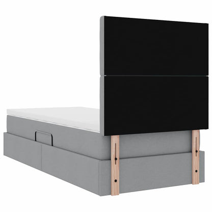 vidaXL Bett mit Stauraum und LED Hellgrau 100 x 200 cm Polyester