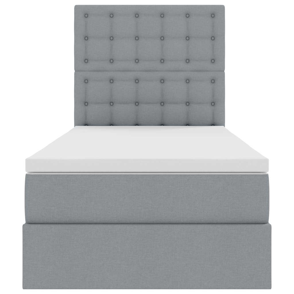 vidaXL Bett mit Stauraum und LED Hellgrau 100 x 200 cm Polyester