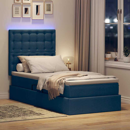 Bett mit Stauraum und LED mit LED Blau 100 x 200 cm Polyester