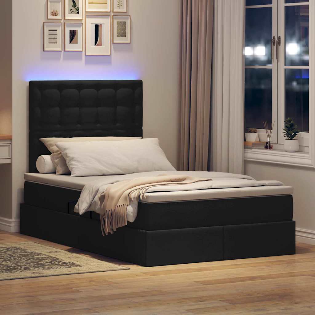 vidaXL Bett mit Stauraum und LED Schwarz 120 x 200 cm Polyester