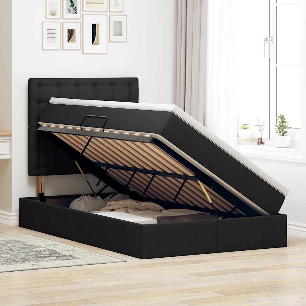 vidaXL Bett mit Stauraum und LED Schwarz 120 x 200 cm Polyester