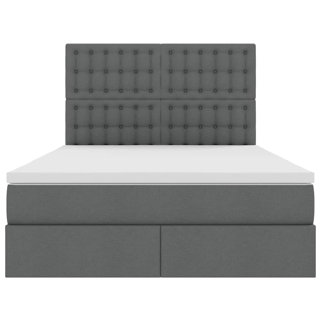 vidaXL Bett mit Stauraum und LED Dunkelgrau 140 x 190 cm Polyester