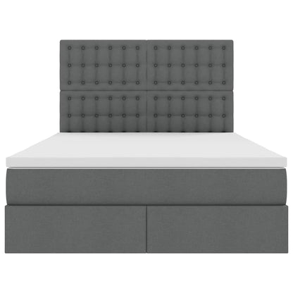 vidaXL Bett mit Stauraum und LED Dunkelgrau 140 x 190 cm Polyester