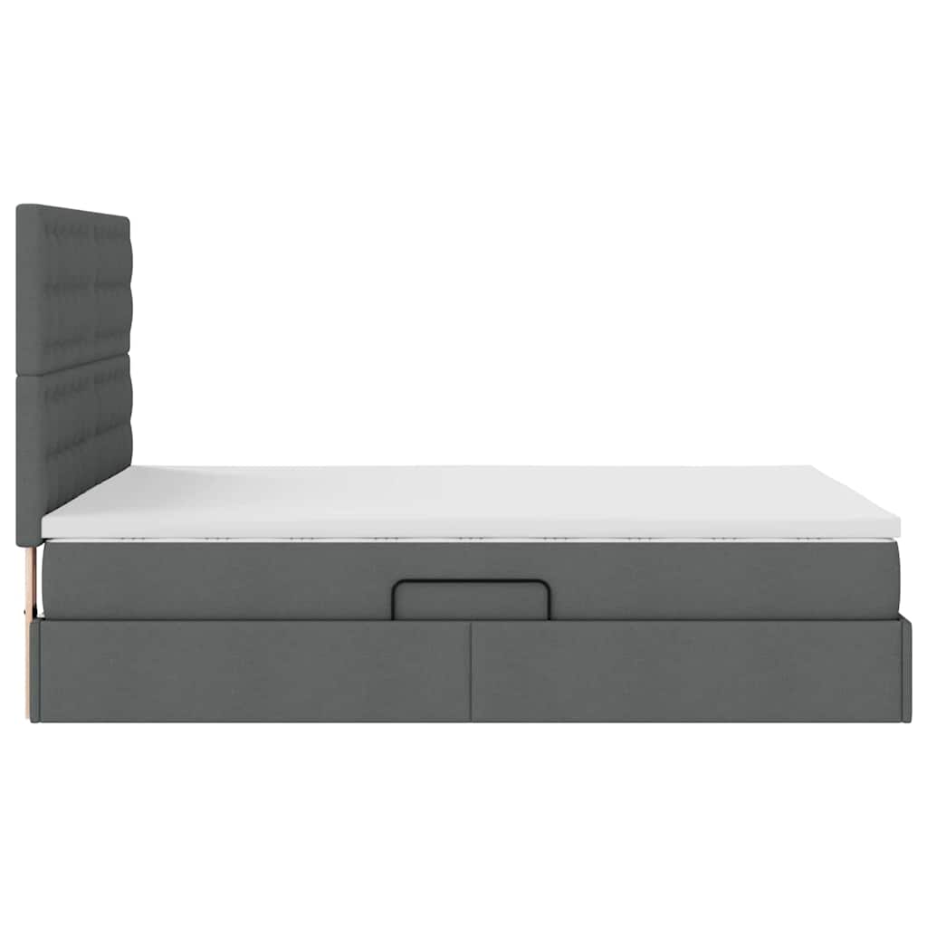 vidaXL Bett mit Stauraum und LED Dunkelgrau 140 x 190 cm Polyester