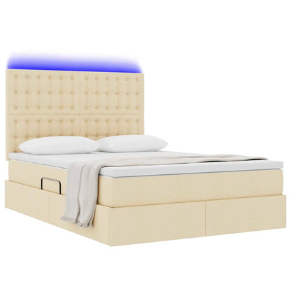 Bett mit Stauraum und LED mit LED Creme 140 x 190 cm Polyester