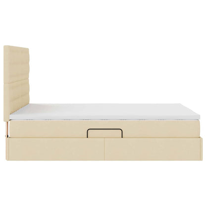 Bett mit Stauraum und LED mit LED Creme 140 x 190 cm Polyester