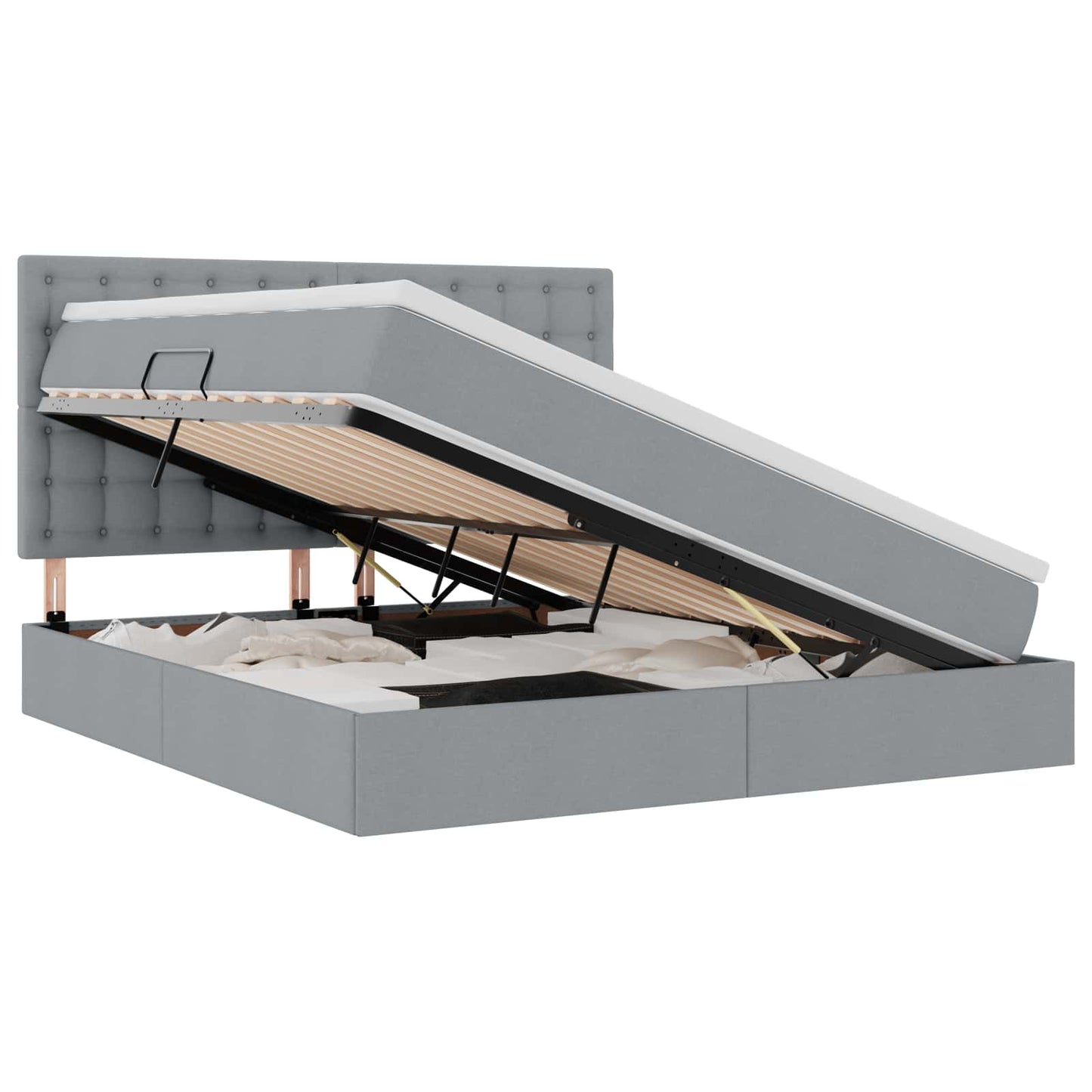 vidaXL Bett mit Stauraum und LED Hellgrau 160 x 200 cm Polyester