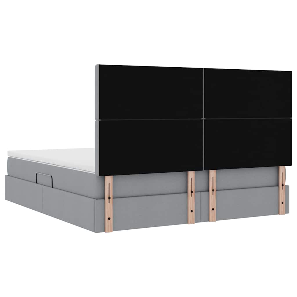 vidaXL Bett mit Stauraum und LED Hellgrau 160 x 200 cm Polyester