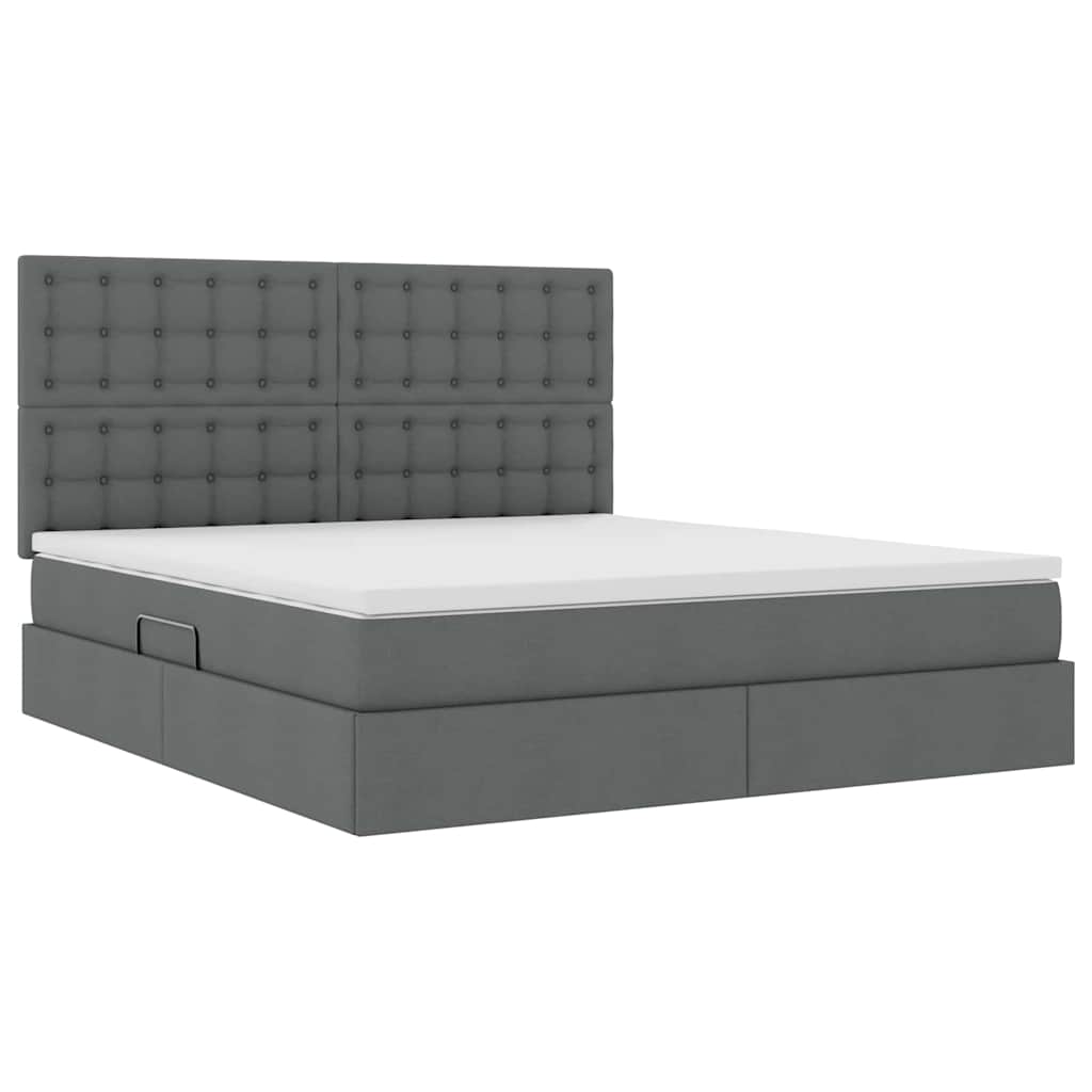 vidaXL Bett mit Stauraum und LED Dunkelgrau 160 x 200 cm Polyester