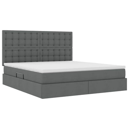 vidaXL Bett mit Stauraum und LED Dunkelgrau 160 x 200 cm Polyester