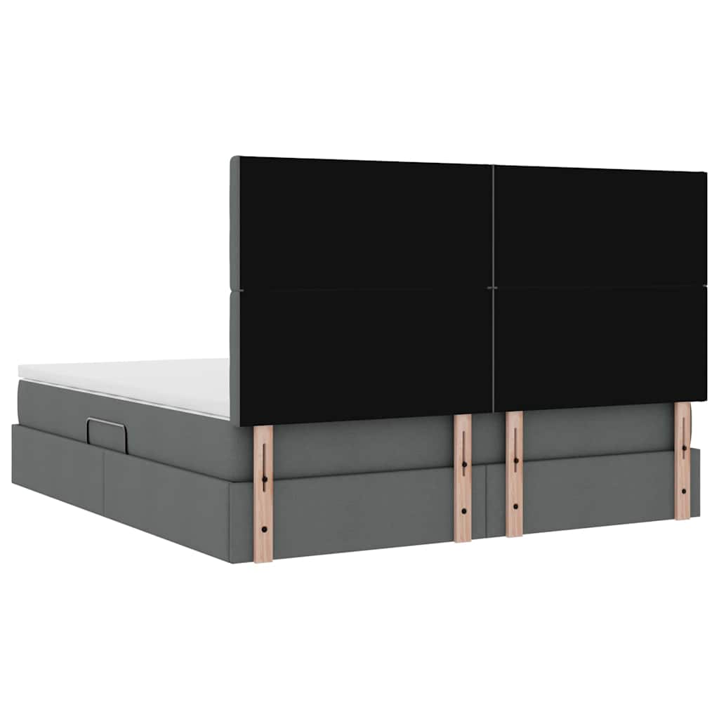 vidaXL Bett mit Stauraum und LED Dunkelgrau 160 x 200 cm Polyester