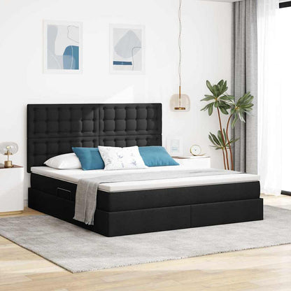 vidaXL Bett mit Stauraum und LED Schwarz 160 x 200 cm Polyester