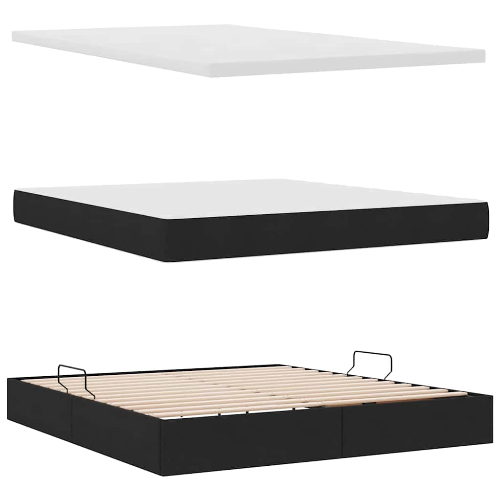 vidaXL Bett mit Stauraum und LED Schwarz 160 x 200 cm Polyester