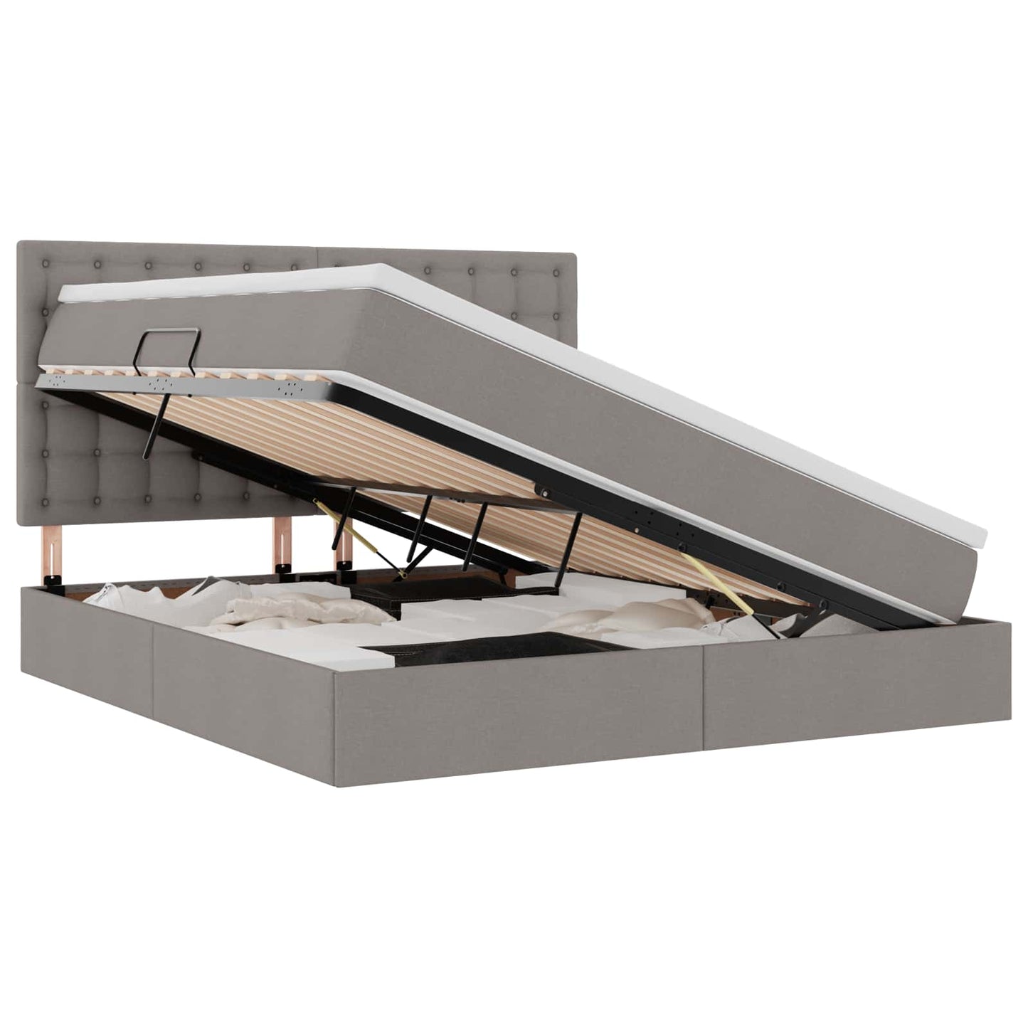 vidaXL Bett mit Stauraum und LED mit LED Taupe 160 x 200 cm Polyester