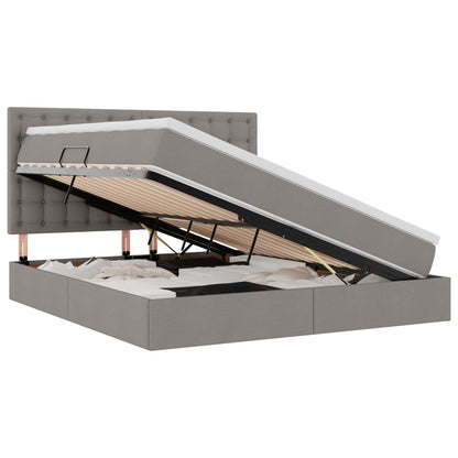 vidaXL Bett mit Stauraum und LED mit LED Taupe 160 x 200 cm Polyester