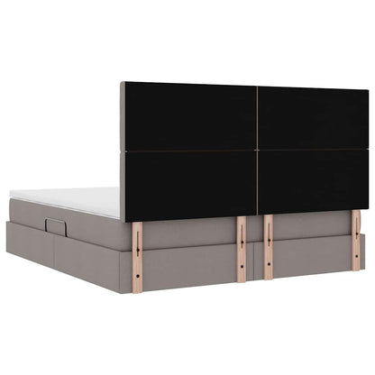 vidaXL Bett mit Stauraum und LED mit LED Taupe 160 x 200 cm Polyester