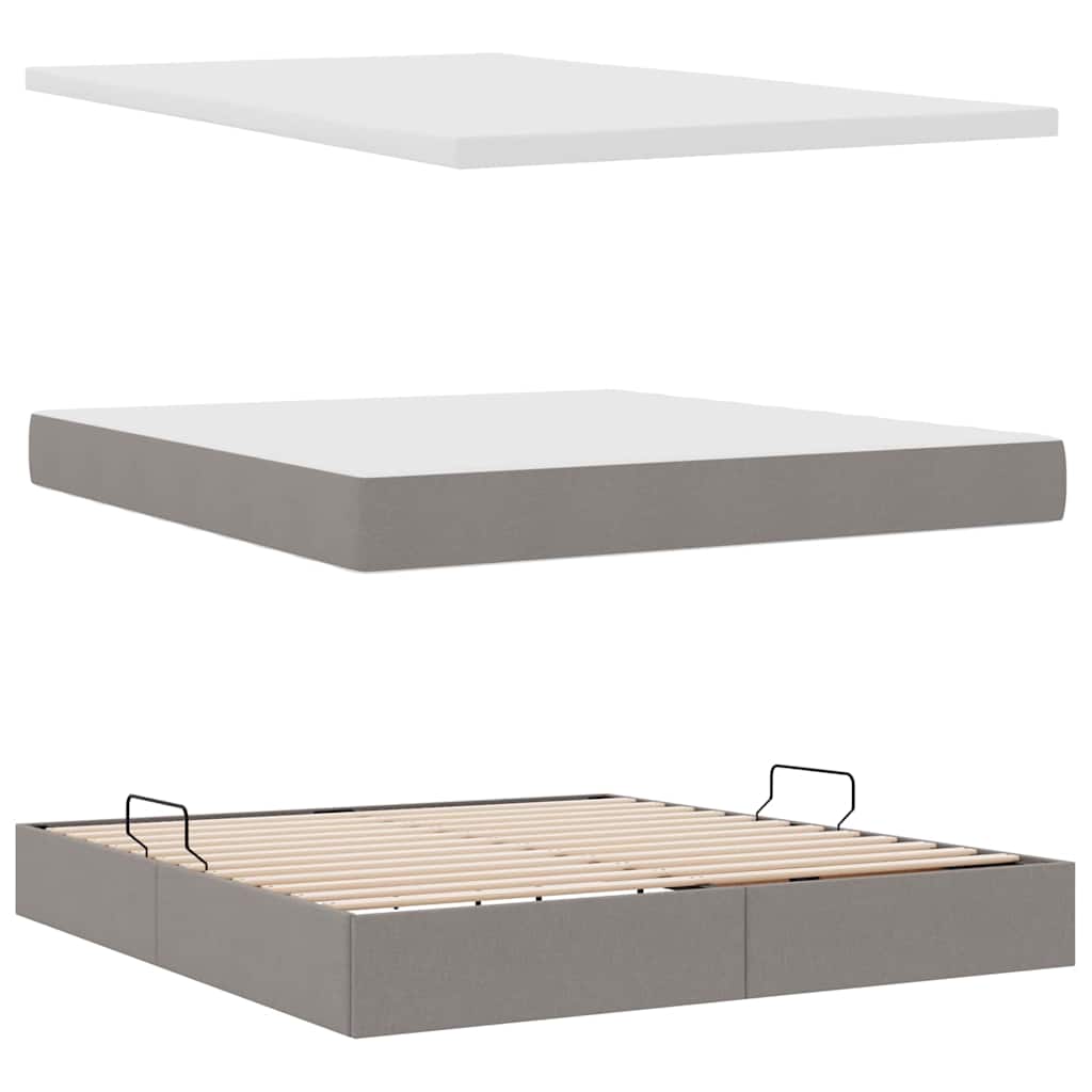 vidaXL Bett mit Stauraum und LED mit LED Taupe 160 x 200 cm Polyester