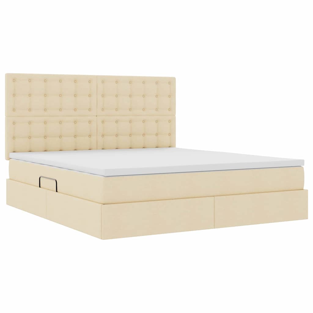 vidaXL Bett mit Stauraum und LED mit LED Creme 160 x 200 cm Polyester