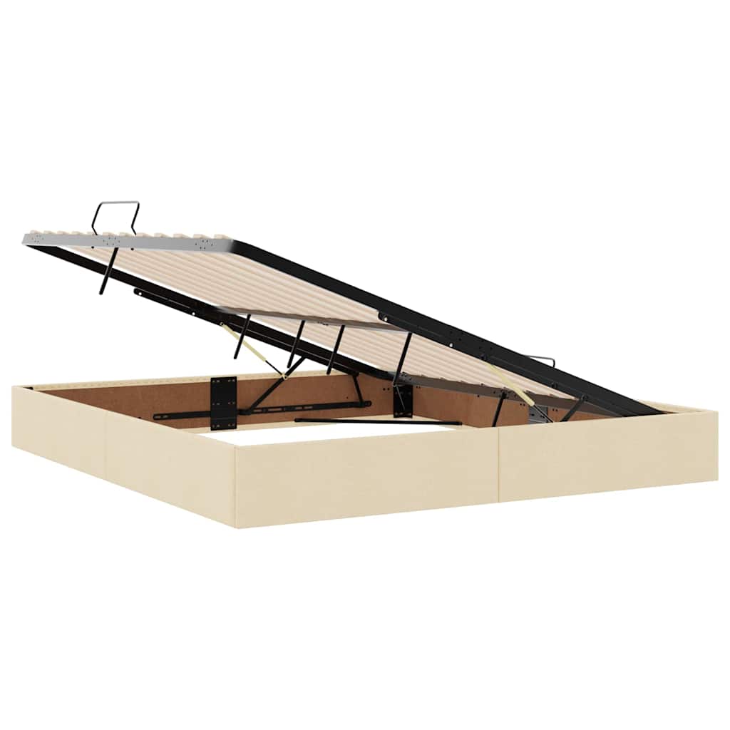 vidaXL Bett mit Stauraum und LED mit LED Creme 160 x 200 cm Polyester