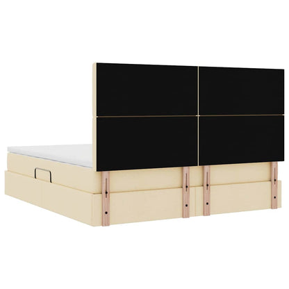vidaXL Bett mit Stauraum und LED mit LED Creme 160 x 200 cm Polyester