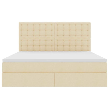 vidaXL Bett mit Stauraum und LED mit LED Creme 160 x 200 cm Polyester