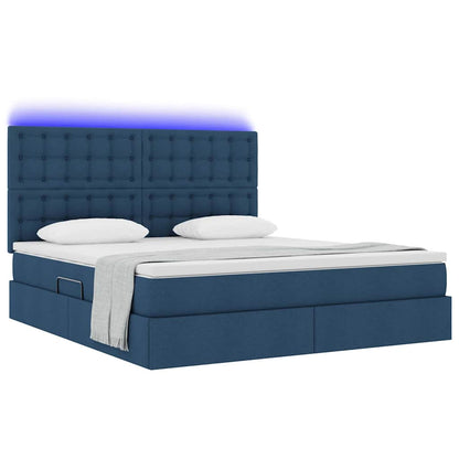 Bett mit Stauraum und LED mit LED Blau 160 x 200 cm Polyester
