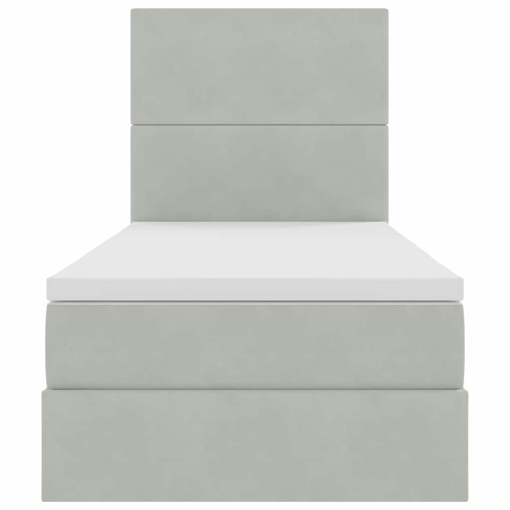 Bett mit Stauraum und LED mit LED Hellgrau 90 x 190 cm Samt