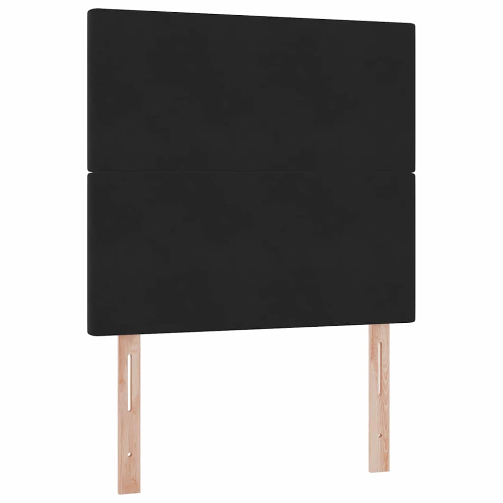 Bett mit Stauraum und LED mit Matratze Schwarz 90 x 190 cm Samt