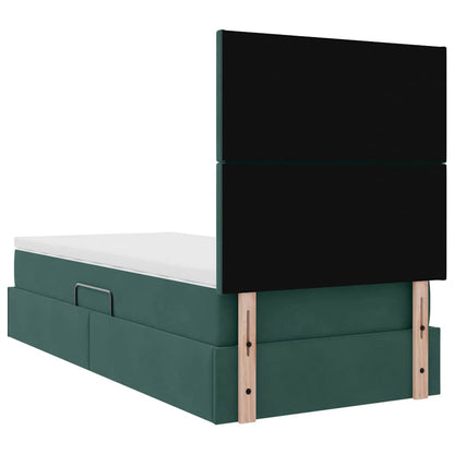 vidaXL Bett mit Stauraum und LED mit LED Dunkelgrün 90 x 190 cm Samt