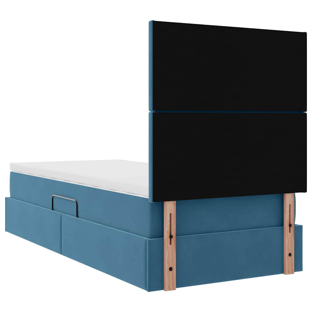 vidaXL Bett mit Stauraum und LED mit LED Dunkelblau 90 x 190 cm Samt