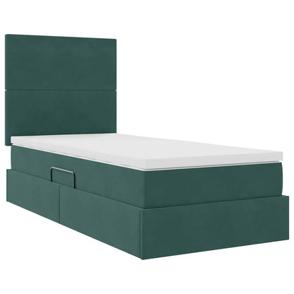 vidaXL Bett mit Stauraum und LED mit LED Dunkelgrün 90 x 200 cm Samt