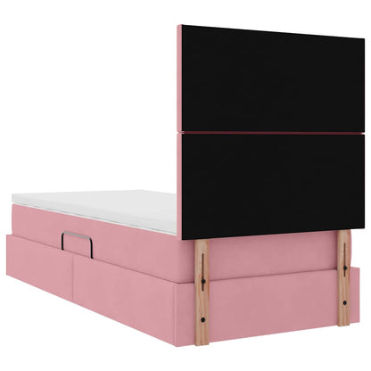vidaXL Bett mit Stauraum und LED mit Matratze Rosa 90 x 200 cm Samt