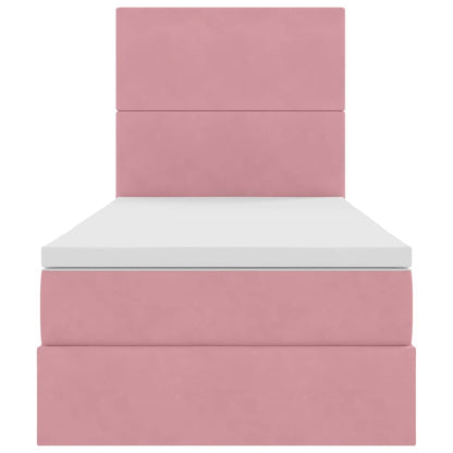 vidaXL Bett mit Stauraum und LED mit Matratze Rosa 90 x 200 cm Samt